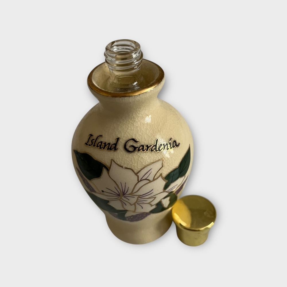 Hawaiian Classic Island Gardenia Perfume Bell EMPTY Ceramic Crackle Bottle .125 - Picture 5 of 9